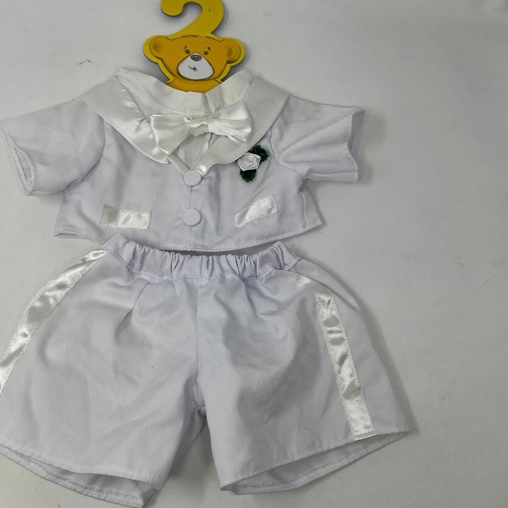 Build-A-Bear Workshop White Tuxedo Wedding Groom Outfit - 2pc Set w/ Hanger